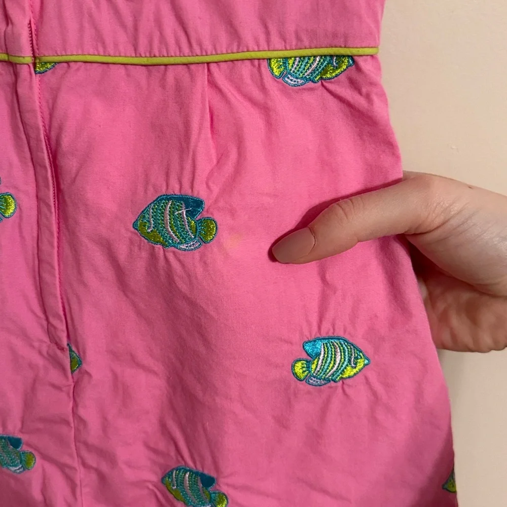 Vintage Lilly Pulitzer Dress Pink with Fish Lace Detailing Size 4T 100% Cotton‎